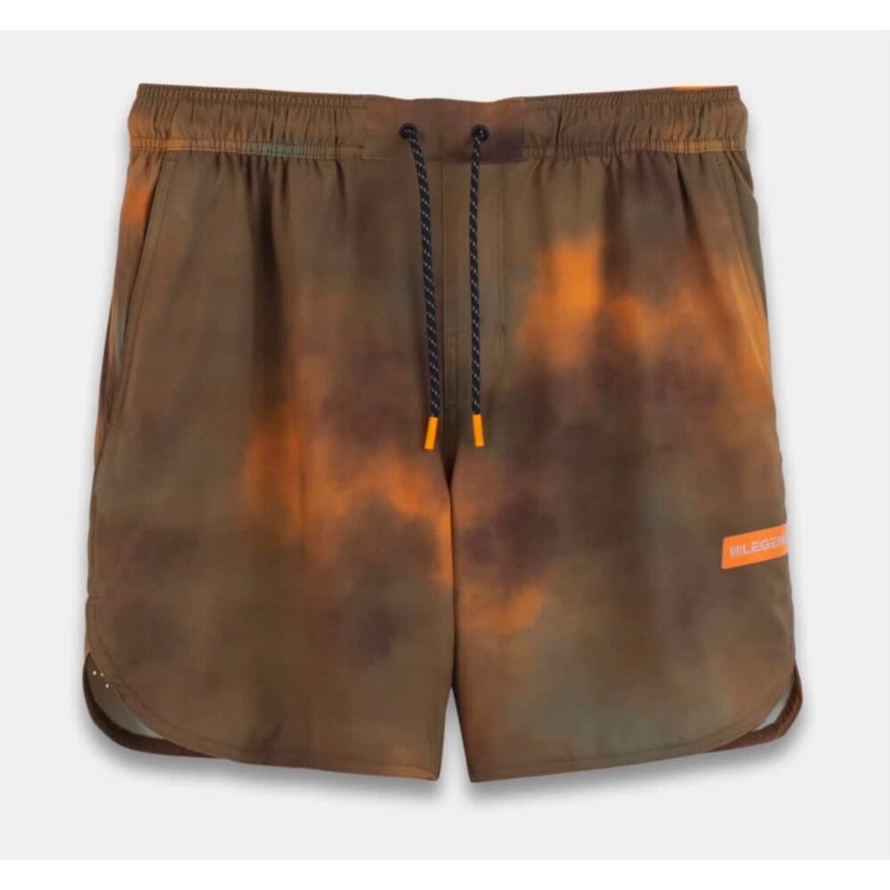 Legends Luka Shorts  Men's Large brown tie-dye rear zip pocket reflective stripe